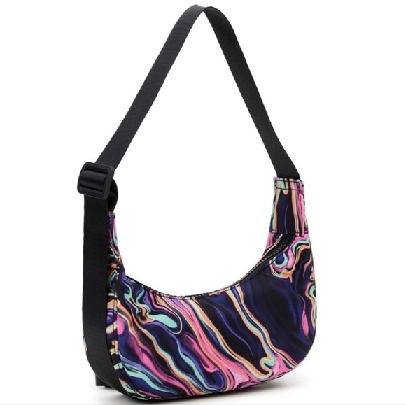 No Boundaries Women's Hands Free Mini Hobo Handbag, Meta Tie Dye - Picture 2 of 5